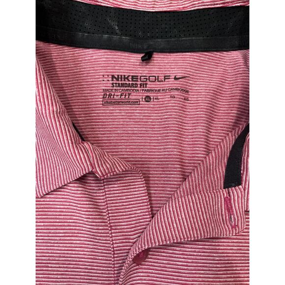 Nike Dri Fit Men’s Pink striped golf polo XL Embroidered “H” Logo - Picture 4 of 7